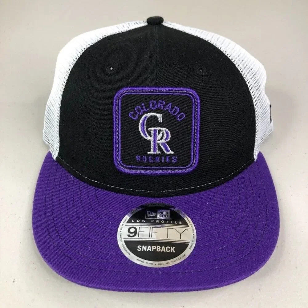 New Era Colorado Rockies Hat Cap 9Fifty Snapback Black Purple MLB Baseball Patch